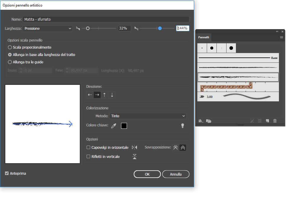 Adobe Illustrator tutorial - Pennelli Artistici settaggi settaggi