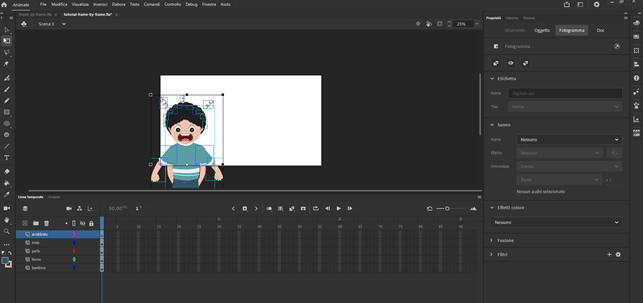 Adobe Animate: linea temporale -timeline