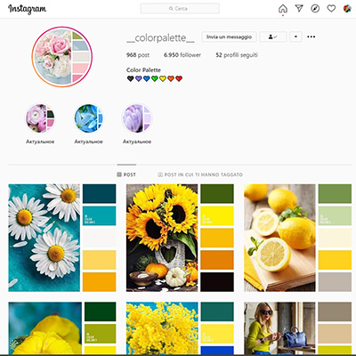 Palette colori su instagram